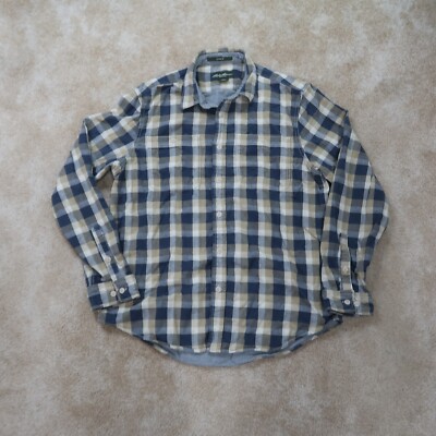 Eddie Bauer Button Front Shirt Men's XL Long sleeve Plaid Lined shirt