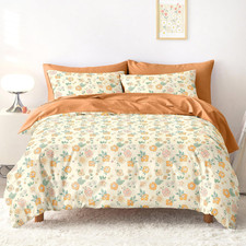 - Floral Bedding Set for Girls, Colorful Botanical Flower Cottagecore, Soft Ligh