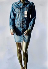 Abito camicia denim Zara doppia gonna bottoni davanti manica lunga prezzo consigliato £79 XS