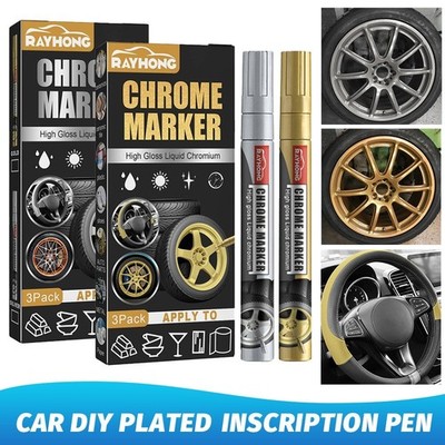 3pcs Liquid Mirror Chrome Marker Set DIY Car Paint Pen Metal Marker Plated Pens/