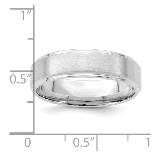 14k White Gold 6mm Standard Weight Comfort Fit Stepped Edge Wedding Band Size 11 - Picture 3 of 6