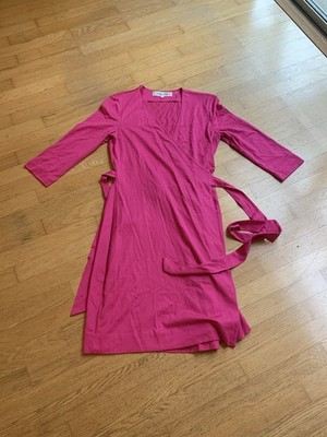 Diane von Furstenberg DVF Fushia Hot Pink Wrap Dress Size Small
