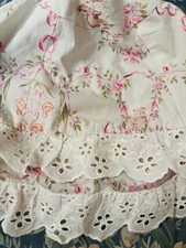 LoveShackFancy Pottery Barn Kids Pink Floral Basket Liner Eyelet Bows Bunnies