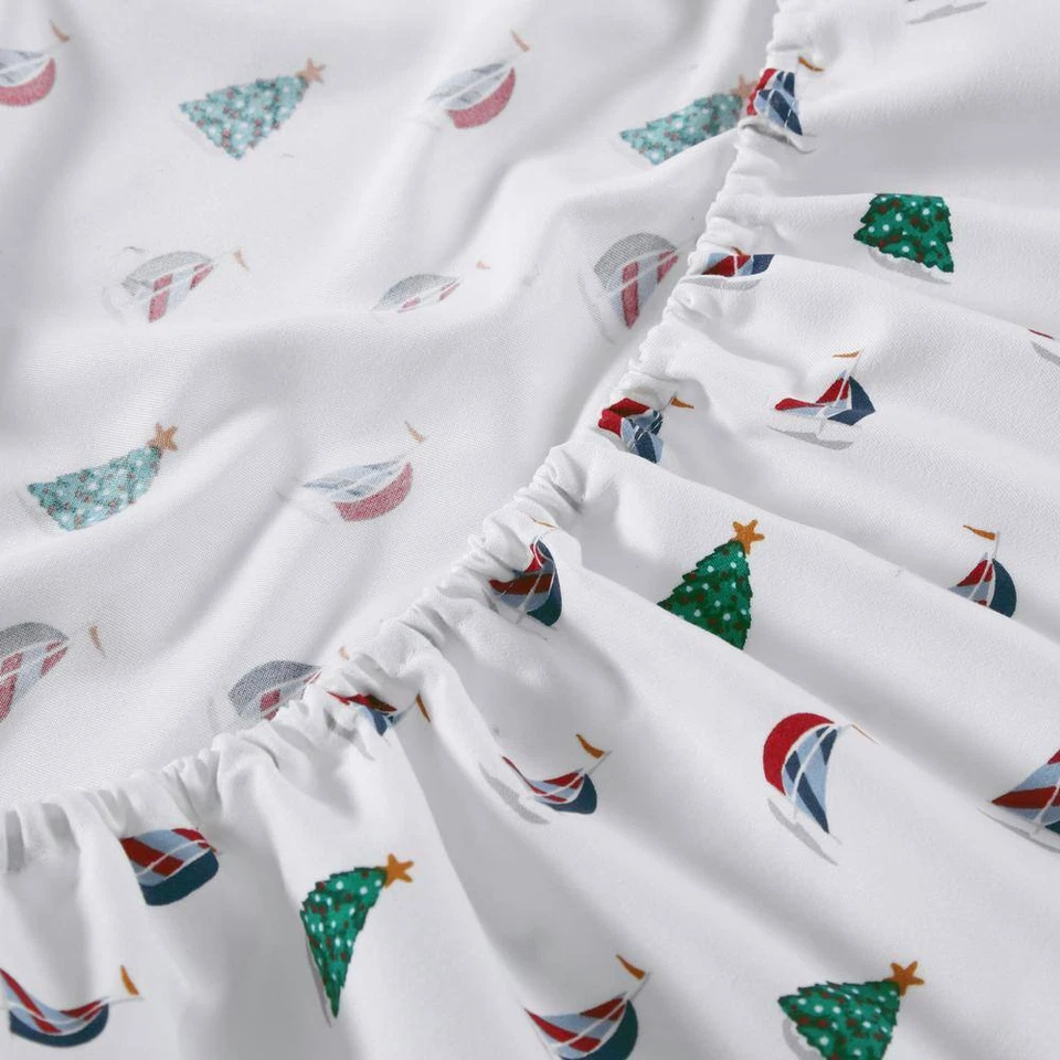 Holiday Sails 4-Piece White Flannel Cotton King Sheet Set - Image 4 of 4