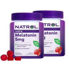 2 PACK Natrol Sleep Melatonin 5 mg Strawberry 60 Gummies Exp 06/2026