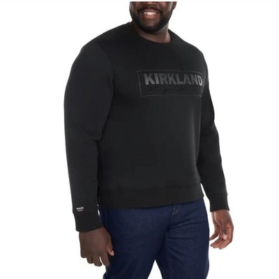 Kirkland Signature Costco Logo Relaxed Black Crew Sweatshirt Men