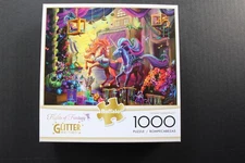 Flights of Fantasy Twilight Marketplace Glitter Unicorn 1000 Piece Puzzle Buffal