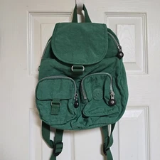 Vintage Kipling Lovebug Green Travel Bag Small Backpack Multi Pockets