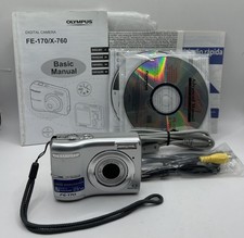 Olympus FE-170 6.0MP Digital Camera 3x Optical Zoom Silver W/ Manual And Cords