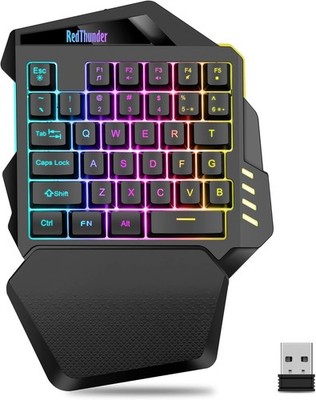 RedThunder G60 Kabellose Einhand Gaming Tastatur, Wiederaufladbare 2000mAh RGB