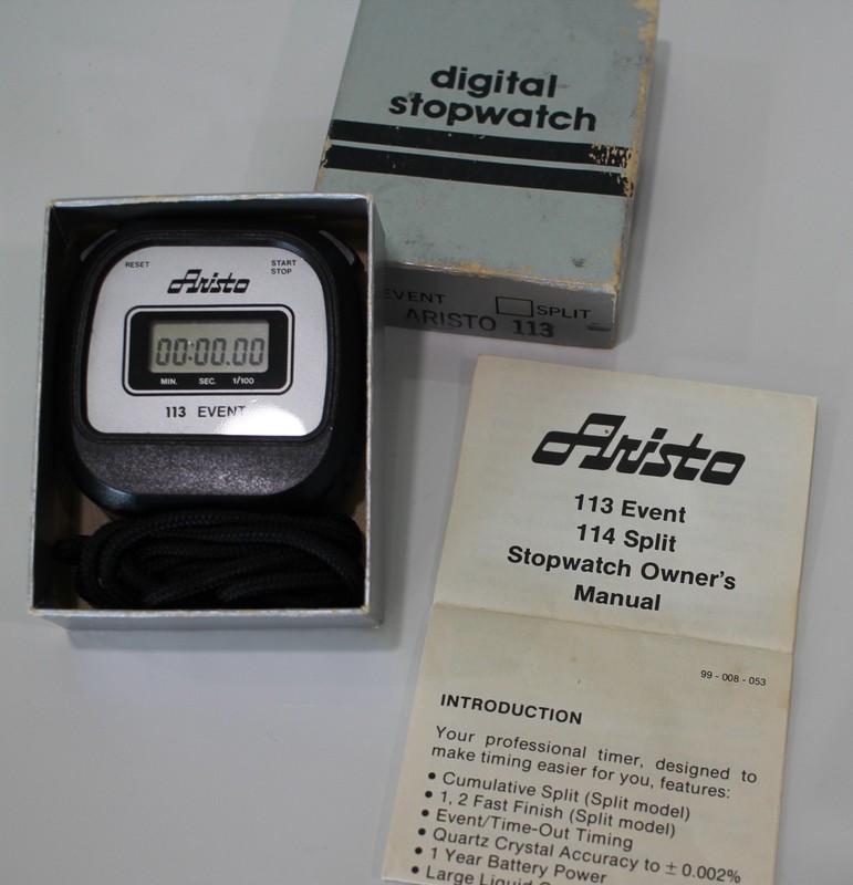 Vintage Aristo Event Digital Stopwatch #113 with Manual and original box