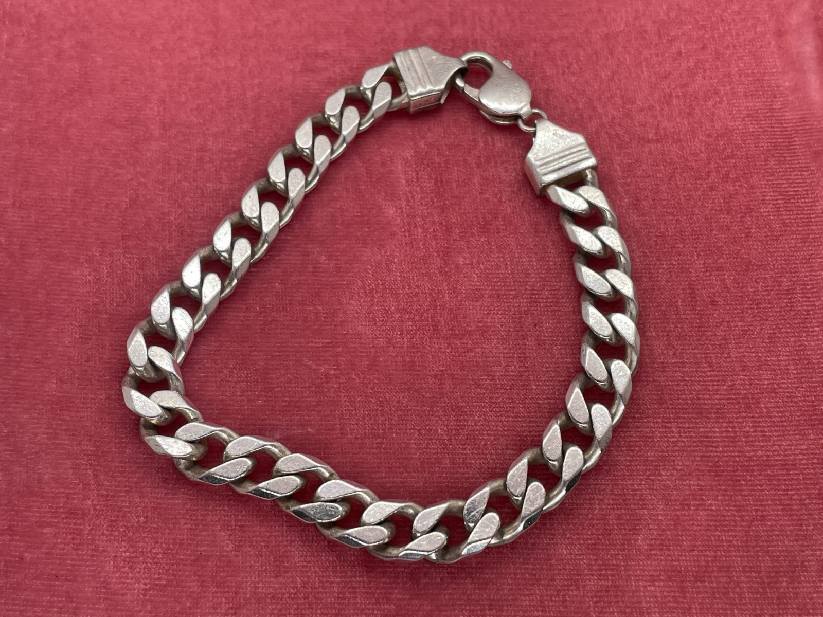 SOLID STERLING SILVER FLAT CURB LINK BRACELET 30.… - image 1