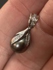 White 14K Gold, Diamonds & Tahitian Pearl Pendant — photo 8