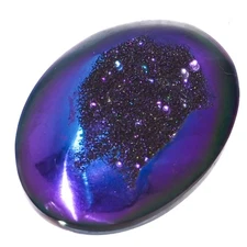 Oval Peacock Purple Green Titanium 18x13mm Druzy Drusy Cab Cabochon, 3/4"