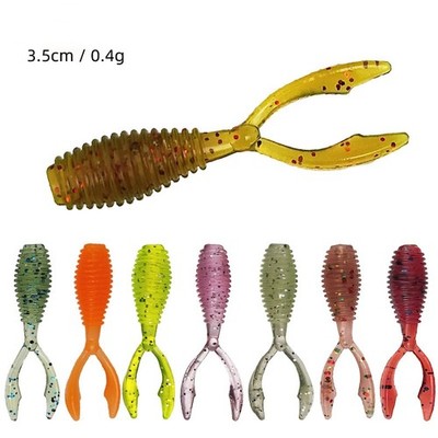 50pcs Soft Fishing Lures Baits Plastic Swimbait Spilt Tail Bass Pike 3.5cm/0.4g