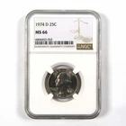 1974 D Washington Quarter MS 66 NGC Clad 25c Uncirculated SKU:I9492