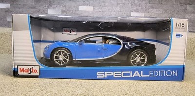 Maisto Special Edition 1:18 Scale Bugatti Chiron Diecast  Light & Dark Blue-NEW!