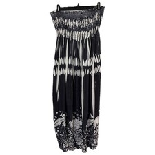 Lapis Anthropologie Womens Maxi Dress One Size Gray Floral Smocked Strapless