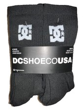 DC Athletic Crew Socks 8 Pair Men 8-12 Black w White Logo Shoe Co Skate Cushion
