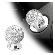 Car Push Start Button Cover,Bling Round Ball Car Push to Start Button Cover