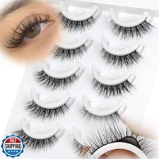Self Adhesive Lashes False Eyelashes - Natural Cat Eye Wispy Update More Stro