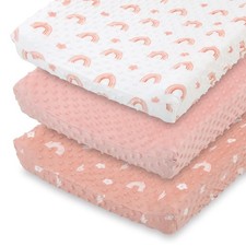The Peanutshell Baby Changing Pad Covers Girl, Pink Minky Table