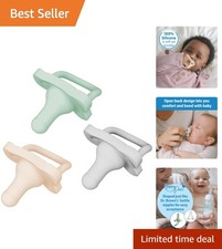 Eco-Friendly 3-Pack Silicone Pacifiers for Babies 0-6 - Gray Green Ecru