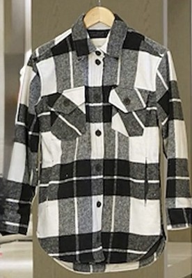 Thread & Supply Flannel Shirt Jacket  Black White Plaid | Med