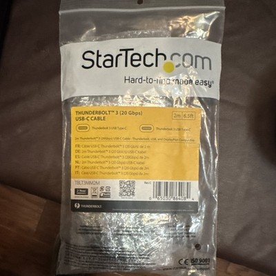 StarTech.com Thunderbolt 3 USB-C to USB-C Cable 6.5ft Black TBLT3MM2M