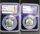 1948-S MS66,1947 MS64 Washington Silver Quarter PCGS BERT Core TraderBea BU Set