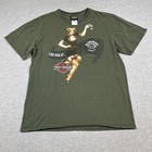VTG Harley Davidson T Shirt Mens Sz L Green Pinup Girl Biker Y2K Pocket