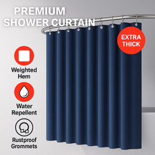 Luxury Waffle Weave Shower Curtain 72x72 Heavy Duty 256GSM Hotel Spa Navy Blue