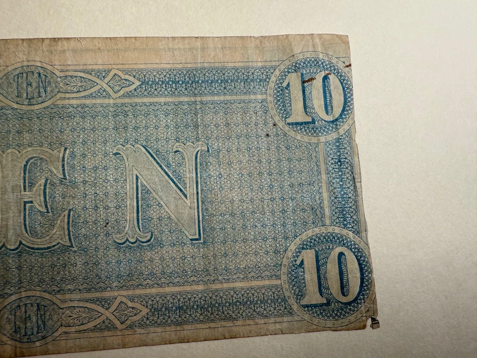 1864 Confederate States T-68 $10 Mint Trim error - Image 3 of 4