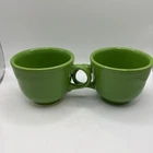 Set Of 2 Vintage Fiestaware Green Teacup Ceramic Mug Drinkware Fiesta Ware MCM