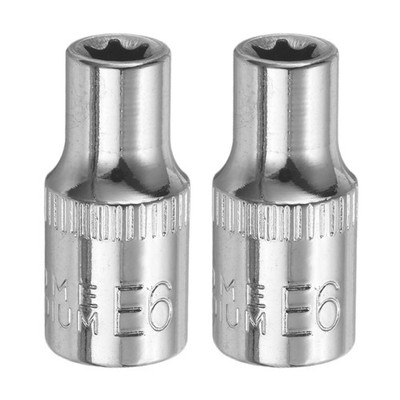 2pcs E-Torx Socket 1/4'' Drive E6 External Torx Deep Socket 1'' Star Sockets