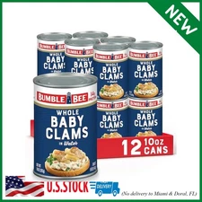 Bumble Bee Whole Baby Canned Clams, 10 oz Can (Pack of 12) - Ready to Eat - 13g