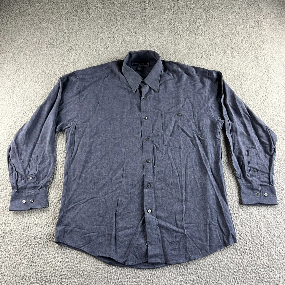 NUEVA Camisa De Colección Andrew Fezza Para Hombres Azul Mediano Nueva York Rayón Mangas Largas Años 90 Foto 2 de 4