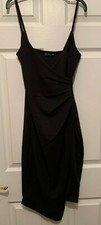 Womens Pretty Little Things PLT Black Wrap Midi Dress Size 10 with Tags