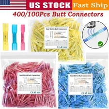 Heat Shrink Butt Splice Wire Connector Insulated Waterproof Crimp Terminals