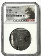 1700-14 Mexico Philip V Silver 8 Reales 1715 Fleet Shipwreck NGC Sea Salvage