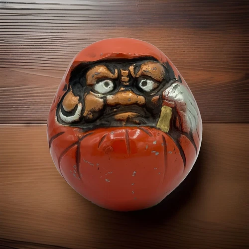 Antique Rare Japanese IRON Daruma Doll Good Luck charm Nambu Tekki Folk Art VTG
