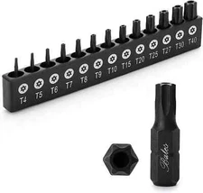 Bates- Tamper Proof Torx Bit Set, 13 Pieces Set, T4-T40, Torx Set, Torx Security