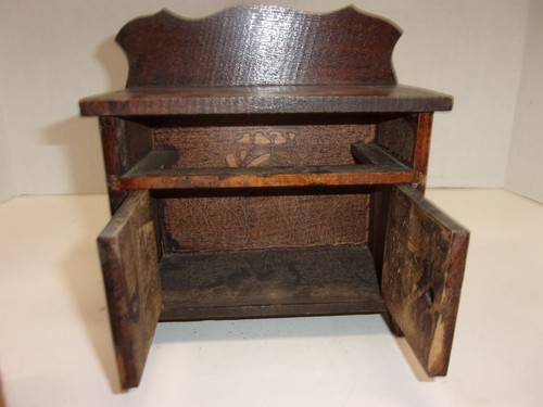 Vintage Wooden Doll Size Wash Stand Dark Wood Finish Missing 2 Knobs 7.75"T X - Picture 12 of 13
