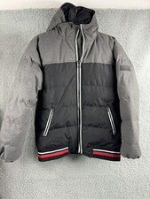 MICHAEL KORS Puffer Jacket Boys Hooded Large 14-16 Black / Gray Zip Pockets