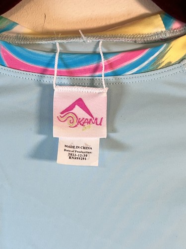 $36 Kanu Surf Girls Large 12 Waverly Tie-Dye Swim Shirt Blue LONG SLEEVE NWT - Picture 11 of 11