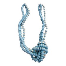 Blue Silver Beaded Ulta Headband Hair Head Band Wrap Beaded Elastic Stretch