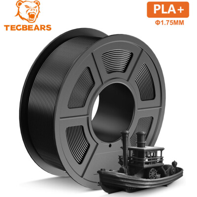 TECBEARS PLA+ Filament 3D Printer Bundle 1.75mm±0.02 1KG PLA Plus Filament Black
