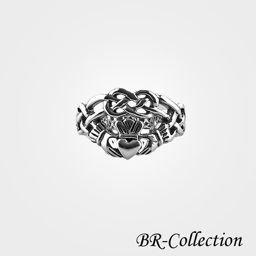 Anillo Corazón Plata 925 Maciza Certificada Rubí Claddagh Amarillo | Meses Sin Interés