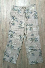 JMK Womans Comfy Lounge Relax Loose Fit  Sleepwear Pants Tan Floral Size 10P