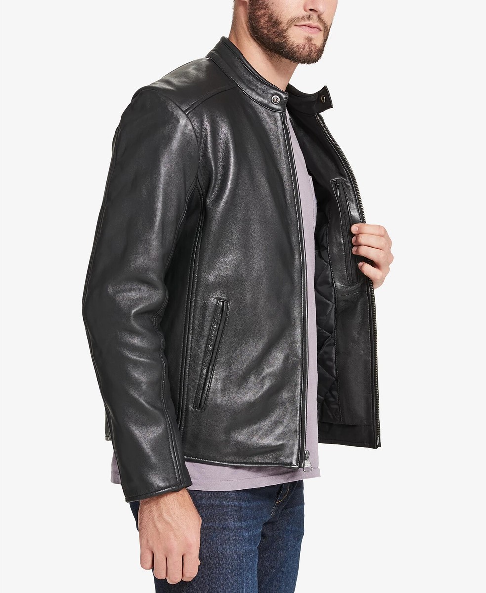 $595 Marc New York Men's Espresso Leather Moto Jacket XXL | eBay